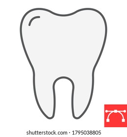 Tooth color line icon, dental and stomatolgy, tooth sign vector graphics, editable stroke filled outline icon, eps 10