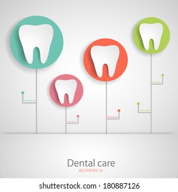 Tooth in colourful frames. Dental infographics. EPS 10 vector file.