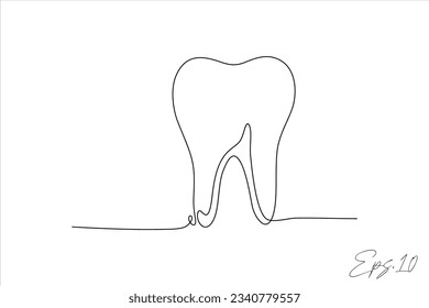  tooth continuous line vector illustration