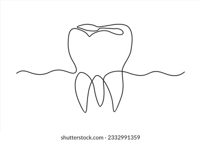 Tooth continuous one line drawing minimalism design. Illustration with quote template. Can used for logo, banner, booklet, flyer, brochure