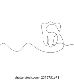 Tooth continuous one line drawing. Anatomical human tooth. Simple line art. World Oral Health Day. Molar, premolar. Oral care. Icon, logo concept. World dentist day. Vector illustration.