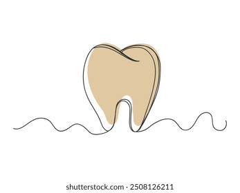 Diente continuo de una línea de dibujo de Ilustración vectorial aislada sobre fondo blanco.