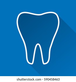 Tooth contour Icon vector with long shadow.