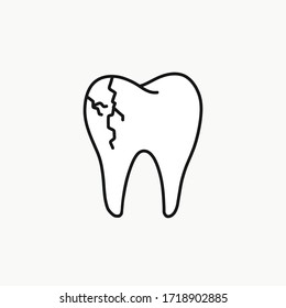 tooth crack doodle icon, vector illustration