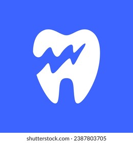 Zahnriss kranke flache, moderne Form, einfaches Logo, Vektorsymbol