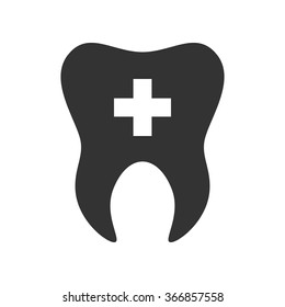 Tooth with cross icon. Logo template of tooth. Dental symbol.
