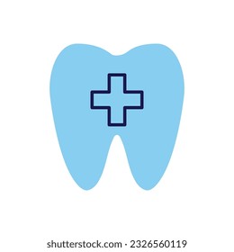 Tooth with Cross Related Vector Icon. Isolated on White Background