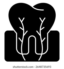 Tooth cross section solid icon isolated on white