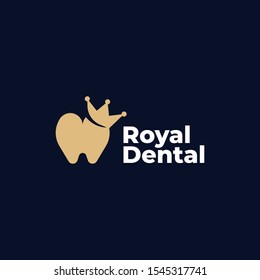 Tooth with crown illustration logo template design for dental or dentist.