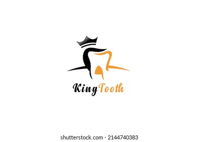 Tooth with crown illustration logo template design for dental or dentist.