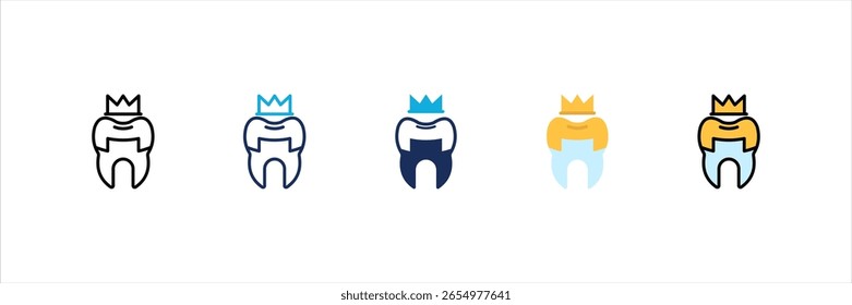 Conjunto de iconos de estilo múltiple de corona de dientes