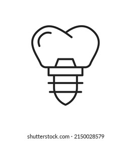 Tooth crown and pin icon. High quality black vector illustration.
