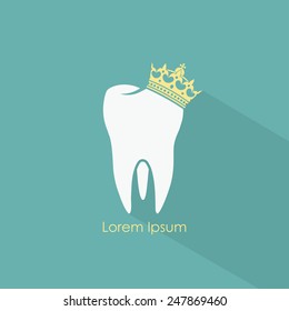 Tooth with crown symbol - vector illustration