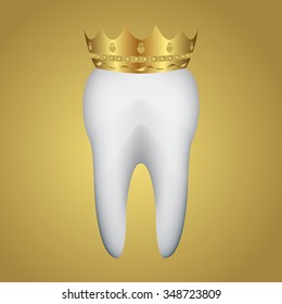 a tooth with a crown, Vector illustration