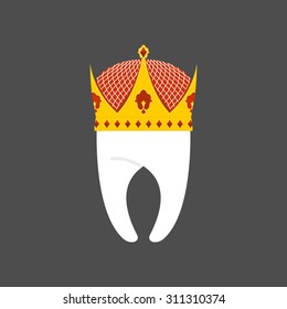 Tooth Crown. White pure Royal. Vector illustration logo for dentist