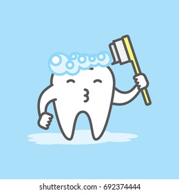 Tooth Cute Cartoon Character Shower Meaning Stock Vector (Royalty Free ...