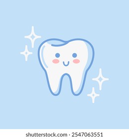 Tooth. Cute cartoon characters in kawaii style. Healthy organ, digestive system. Vector illustration, flat style. Health problems. For sticker, books, design element. Medical brochure template.