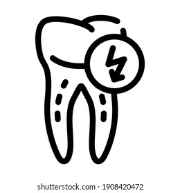 tooth cutting ache line icon vector. tooth cutting ache sign. isolated contour symbol black illustration