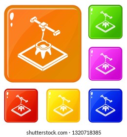 Tooth d printing icons set collection vector 6 color isolated on white background
