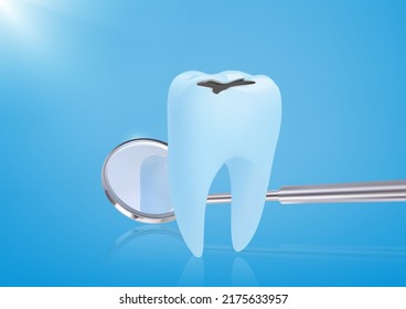 Tooth decay. Bad tooth. Dental care background. Unhealthy teeth. Vector illustration