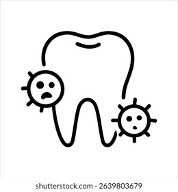 Tooth decay by bacteria dental health icon cavity infection oral hygiene bacteria on teeth health