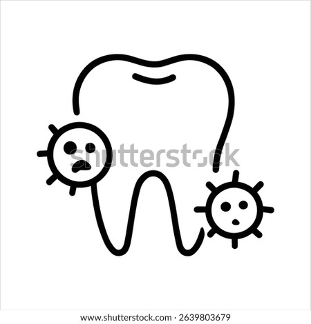 Tooth decay by bacteria dental health icon cavity infection oral hygiene bacteria on teeth health