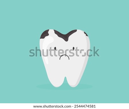 Tooth decay. Caries and disease of tooth. Icon of broken teeth. Flat illustration for care and healthy of teeth and cavity. Ache in bad mouth. Concept of toothache for protection and hygiene. Vector