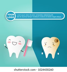 tooth with decay concept on the green background