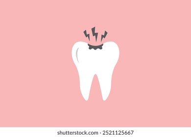 Cárie dentária. Cárie dentária. Dor molar. Ilustração vetorial