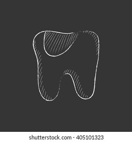 Tooth decay. Drawn in chalk icon.