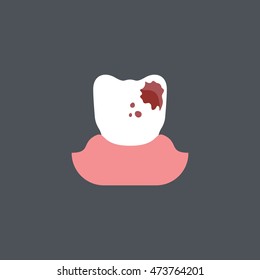 tooth decay icon in flat style
