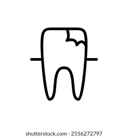 Tooth decay icon in thin line style vector illustration graphic design