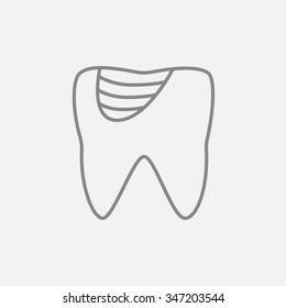 Tooth decay line icon for web, mobile and infographics. Vector dark grey icon isolated on light grey background.