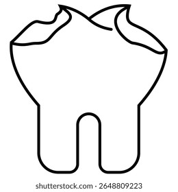 Icono de contorno de caries dental aislado en blanco 