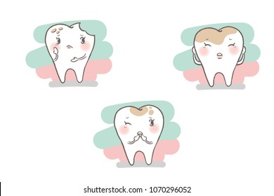 tooth with decay problem on the white background