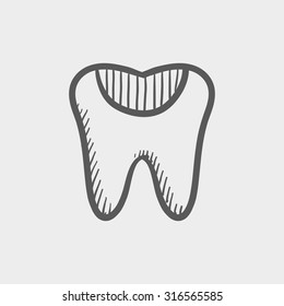 Tooth Zerfall Sketch Icon für Web, Mobile und Infografiken. Hand gezeichnete, dunkelgraue Vektorsymbol einzeln auf hellgrauem Hintergrund.