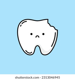 Tooth Decay Vektor Illustration für Kinder Zahnklinik Poster Template Design. Zähne-Illustration gebrochen oder gebrochen. Zahnpest-Charakter. Zahnprobleme. Ungesunder Zahn.