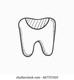 Icono de esbozo del vector de deterioro dental aislado en el fondo. Icono de descomposición dental dibujado a mano. Icono de boceto de la decadencia dental para infografía, sitio web o aplicación.