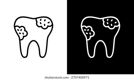 Design de conjunto de ícone branco de cárie dentária