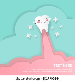 tooth with dental care concept on the green backgorund