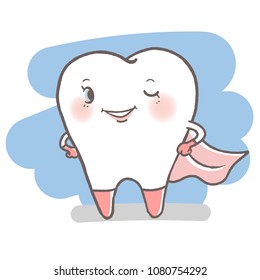 tooth with dental care concept on the white background