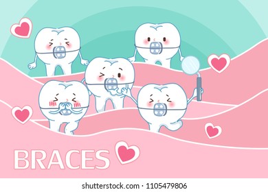 tooth with dental care concept on the green background