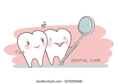 tooth with dental concept on the hwite background