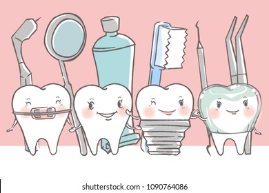 tooth with dental concept on the white background