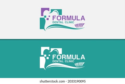 Tooth Dental Dentistry Combined with Tooth brush Symbol Logo Design Vector.