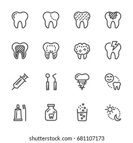 Tooth and Dental , Healthcare and medical icons. Vector line icons