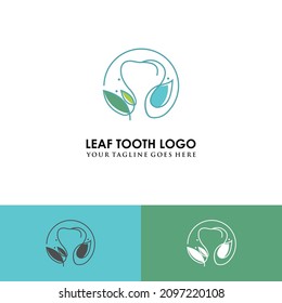 Tooth Dental Leaf Logo Vector