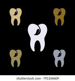 tooth dental leaf sign logo