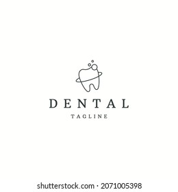 Tooth dental with line style logo icon design template flat vector