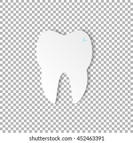 tooth dental on transparent background in modern flat style. Template for dental clinic, advertising etc.